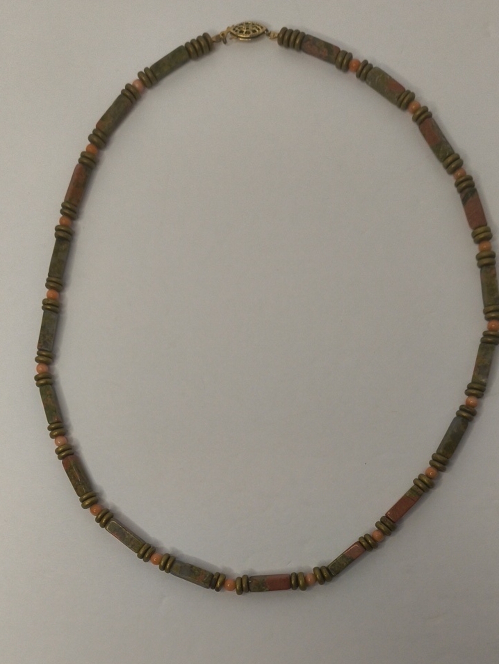 Unakite Jasper Vintage 1970s Statement Necklace